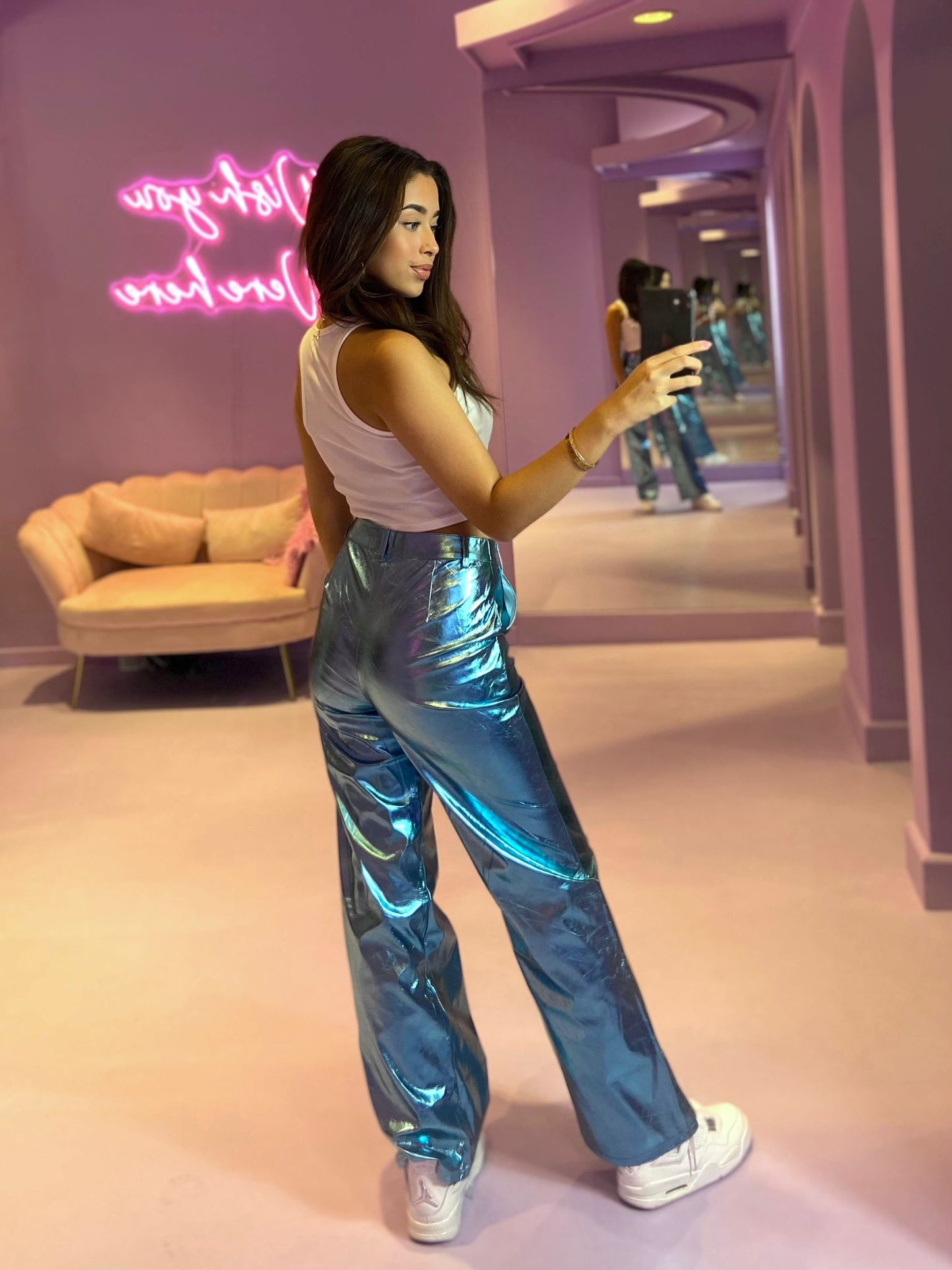 Metallic Broek Sky Blue