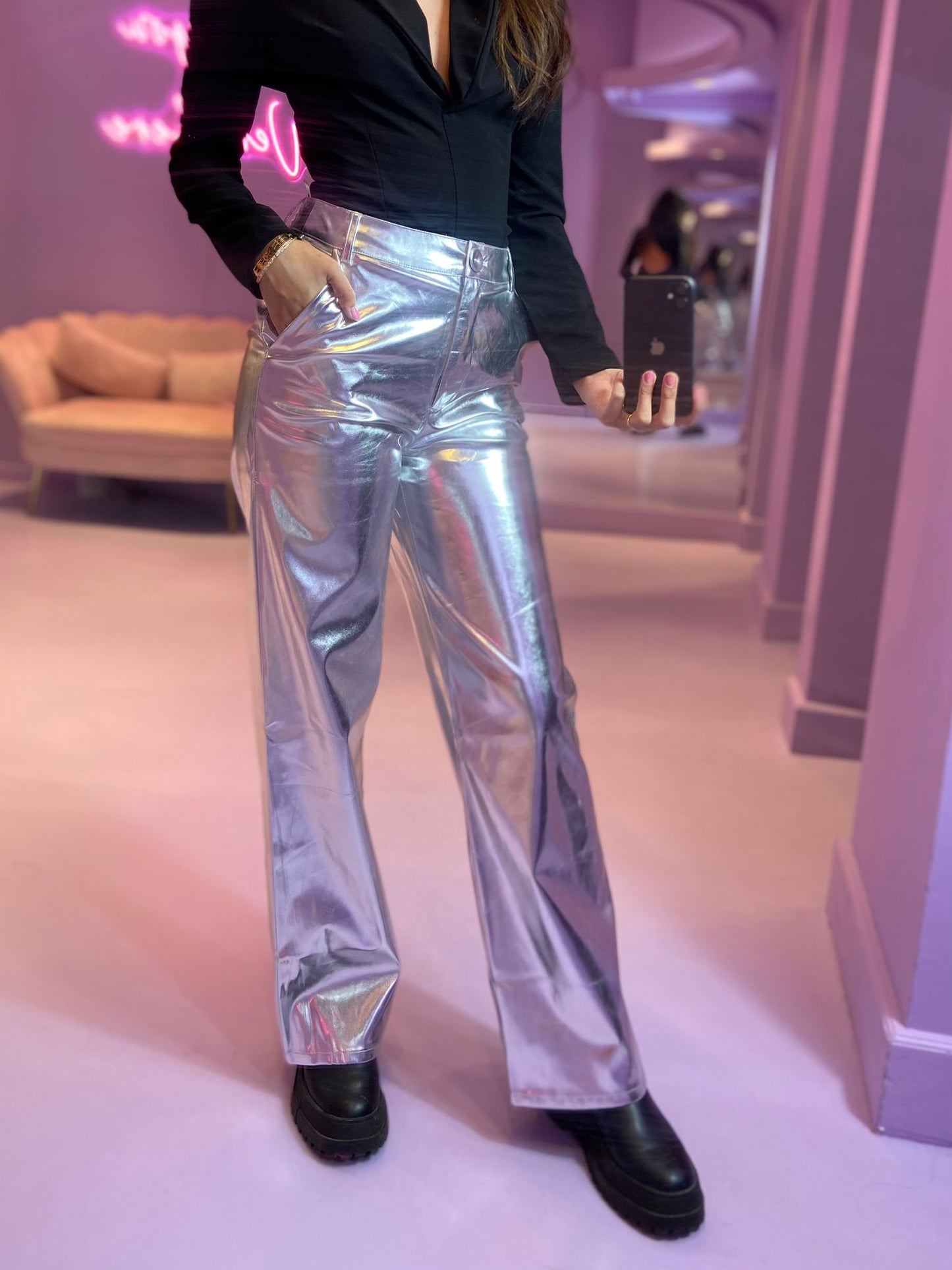 Metallic Broek Silver