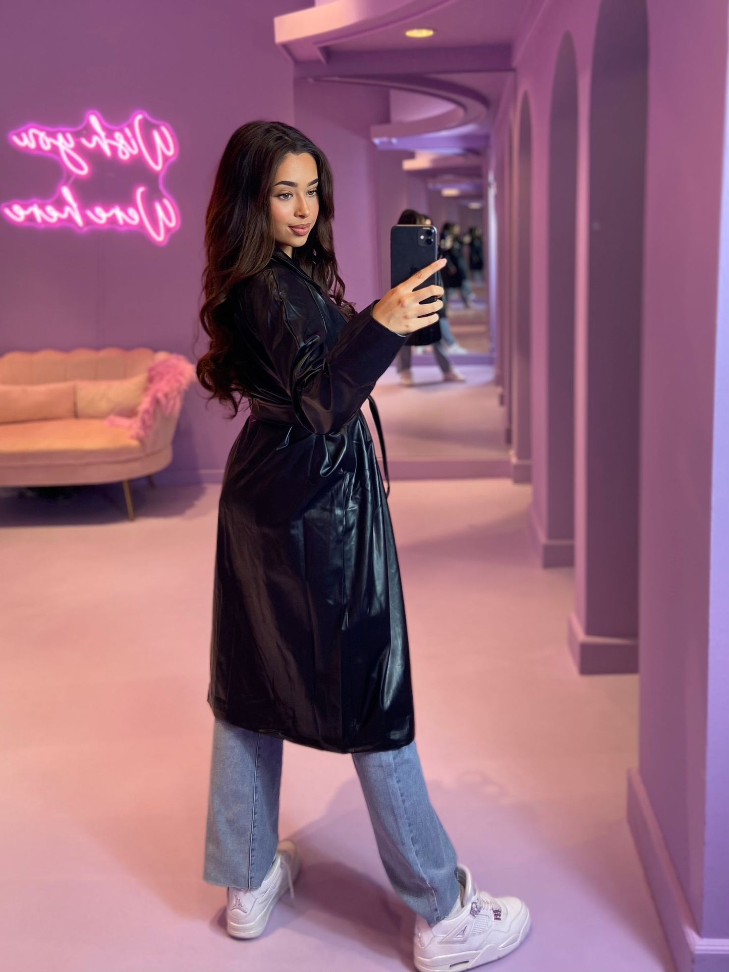 Leahter Look Trenchcoat