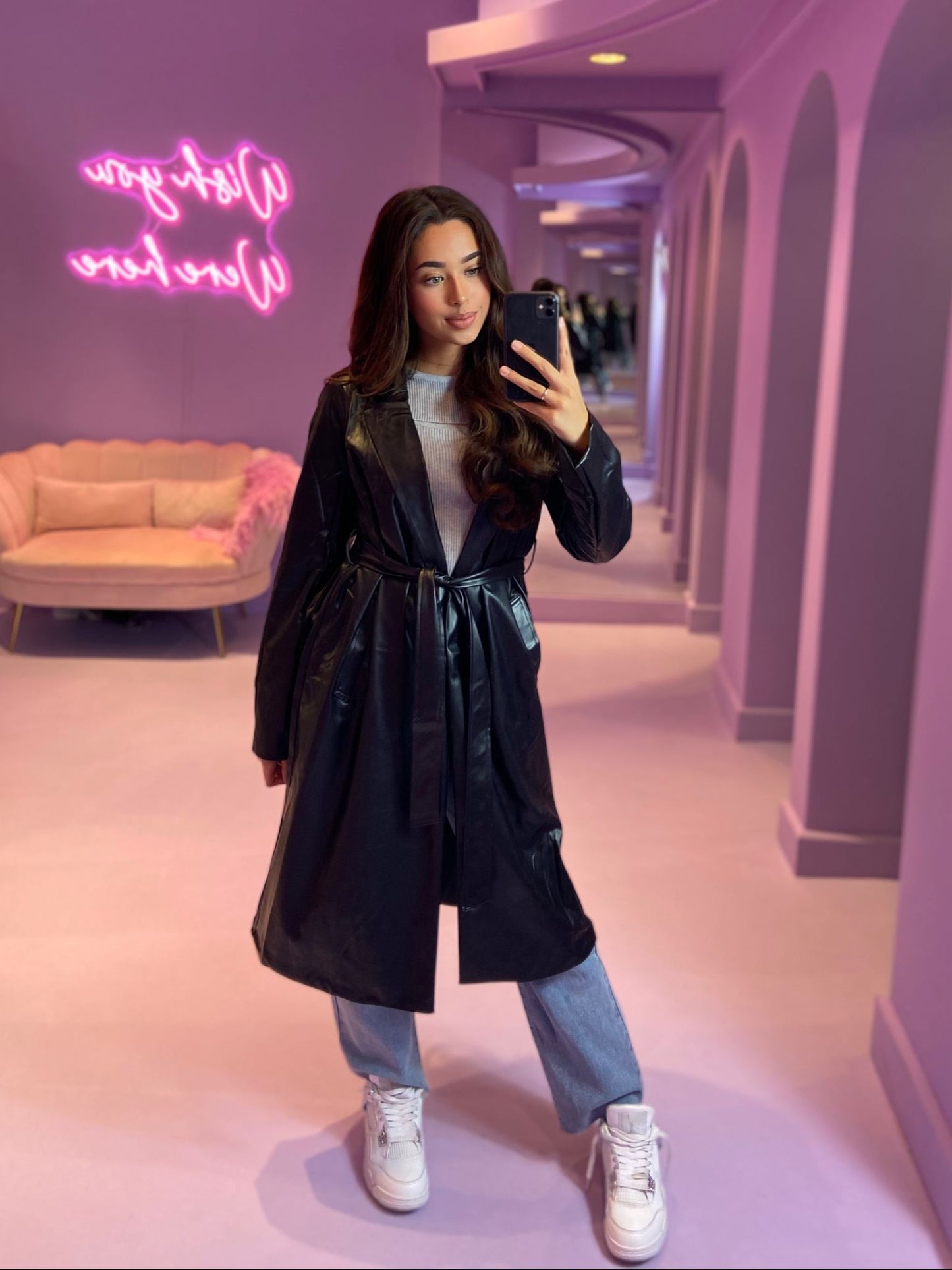 Leahter Look Trenchcoat