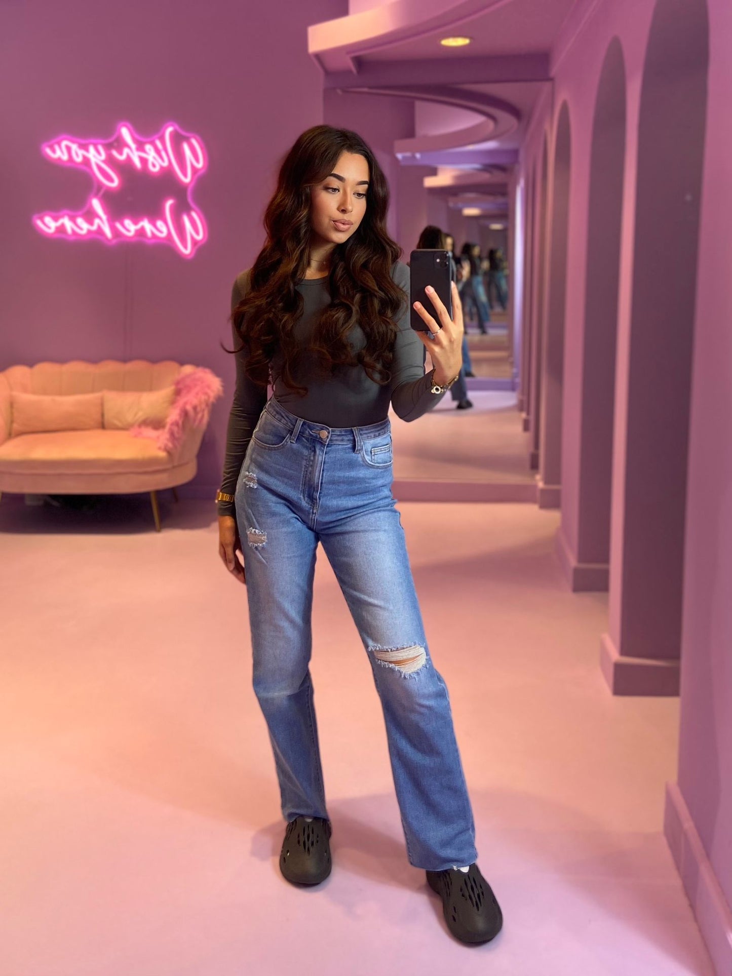 Indigo Straight Ripped Jeans