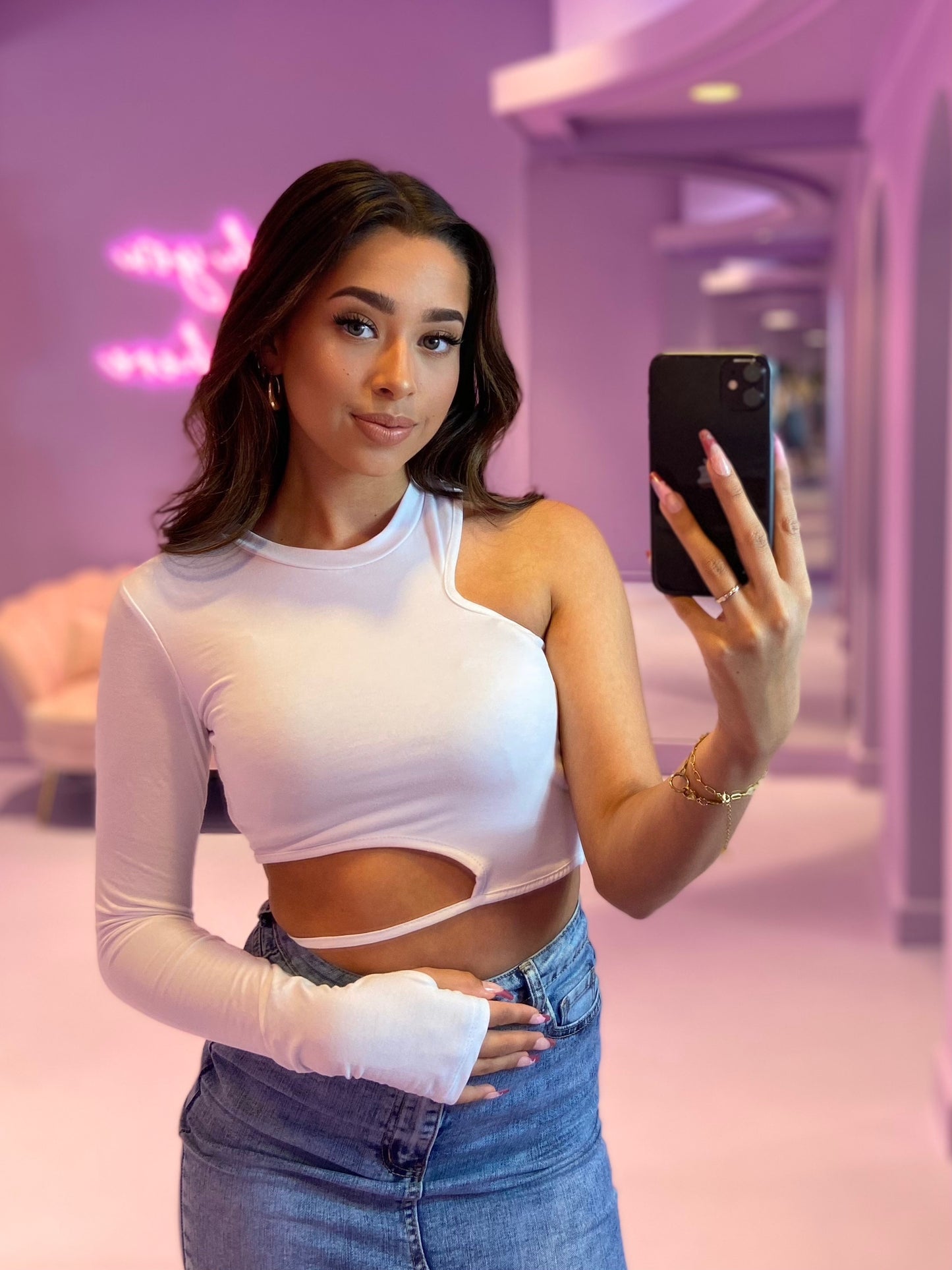 Lia One Sleeve White