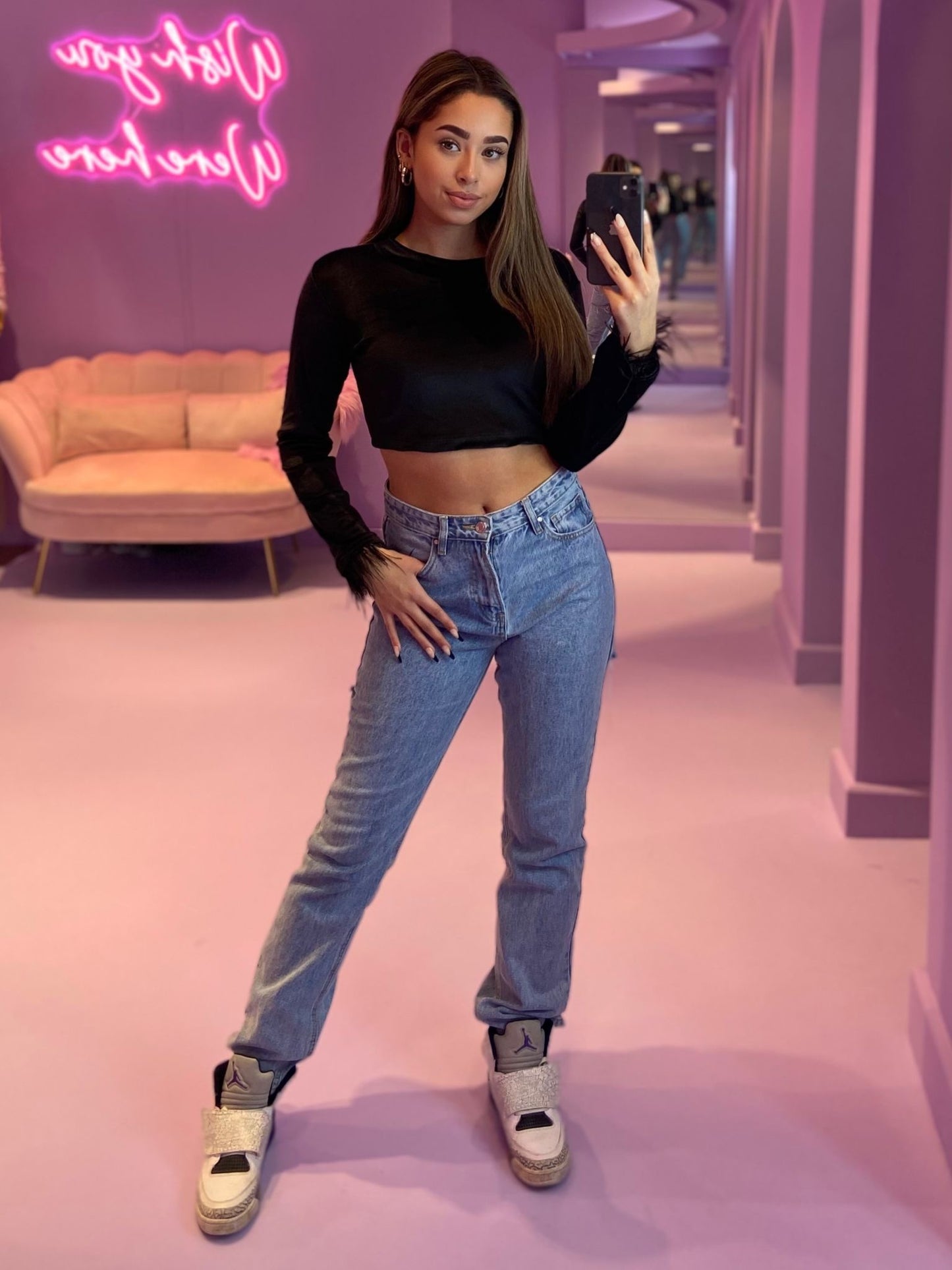 Feather Croptop Black