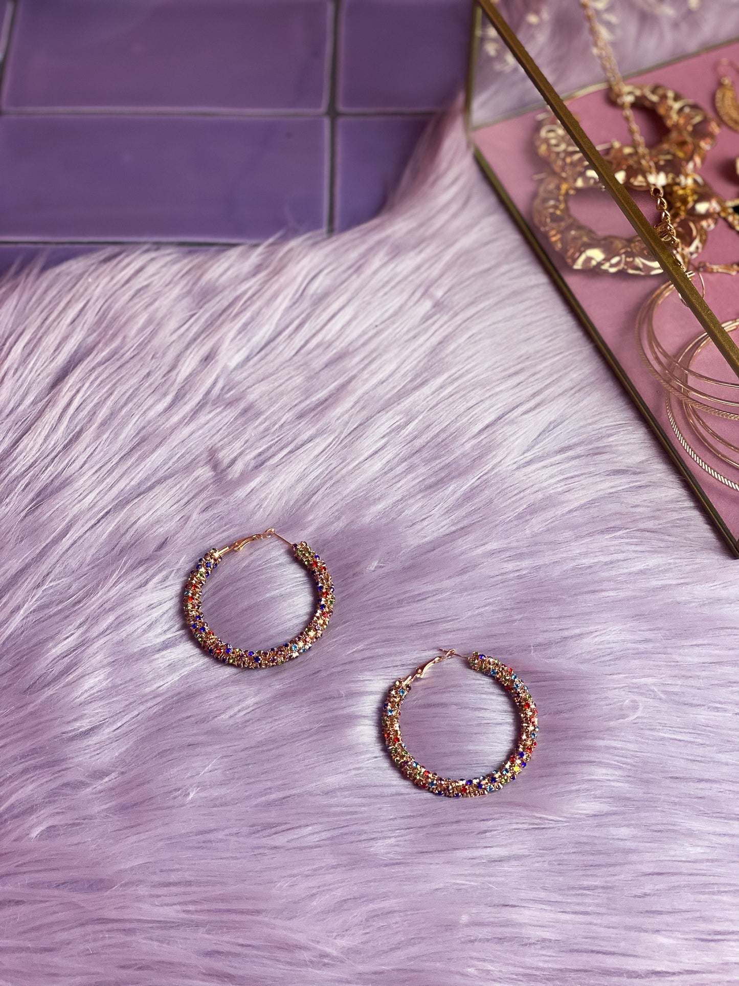 Multicolor Diamonds Hoops