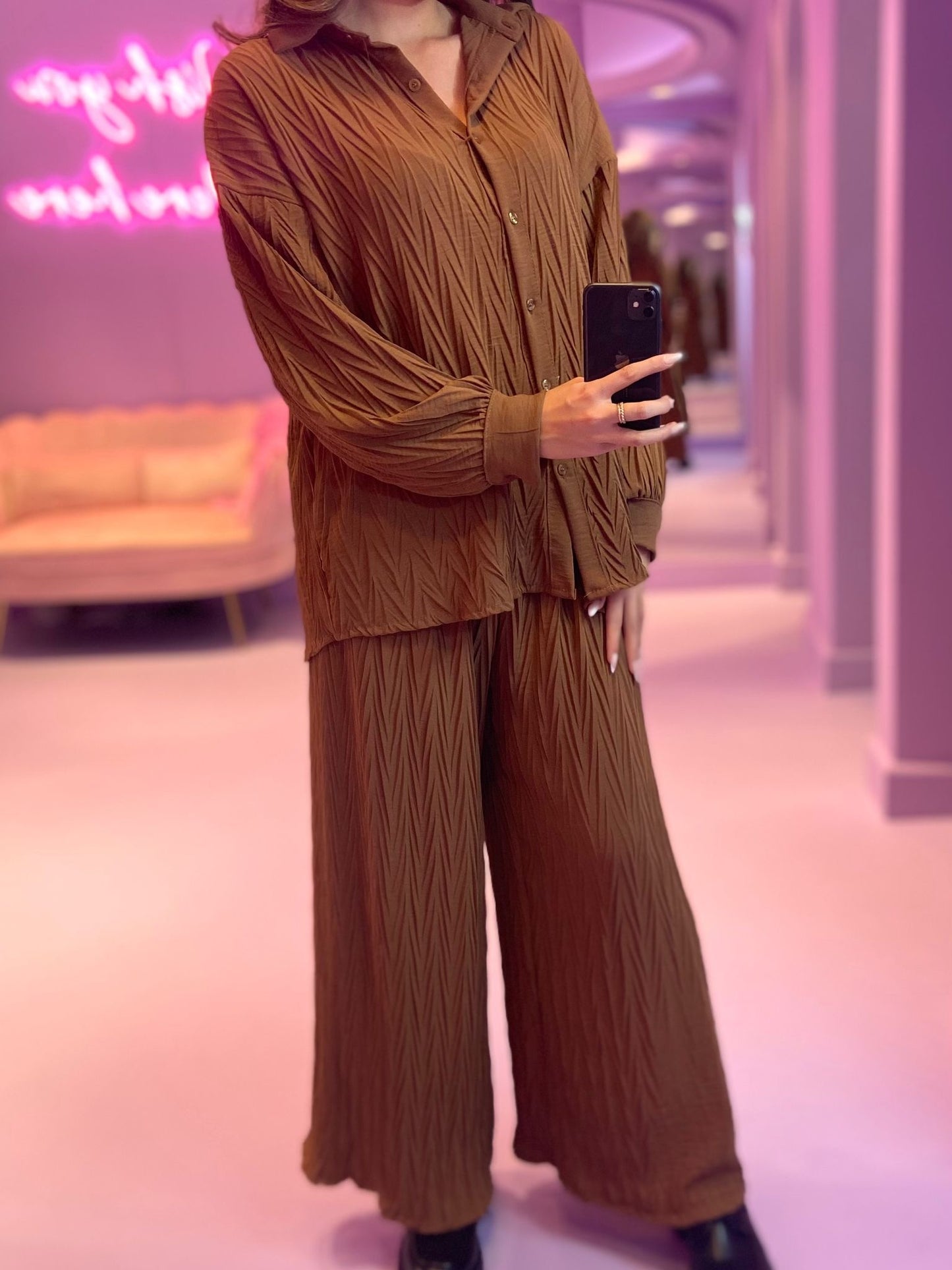Marron Tweedelige Set
