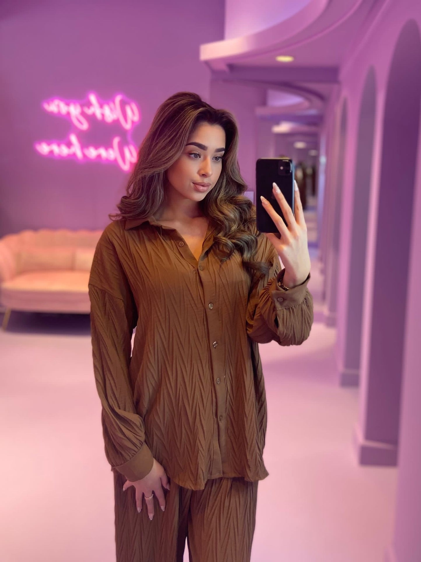 Marron Tweedelige Set