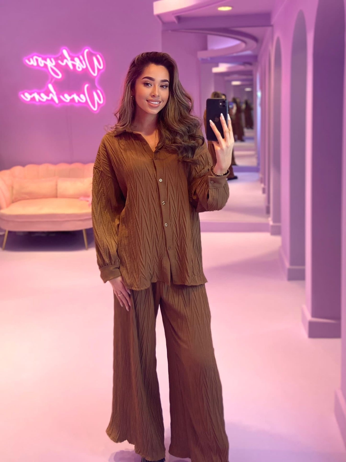 Marron Tweedelige Set