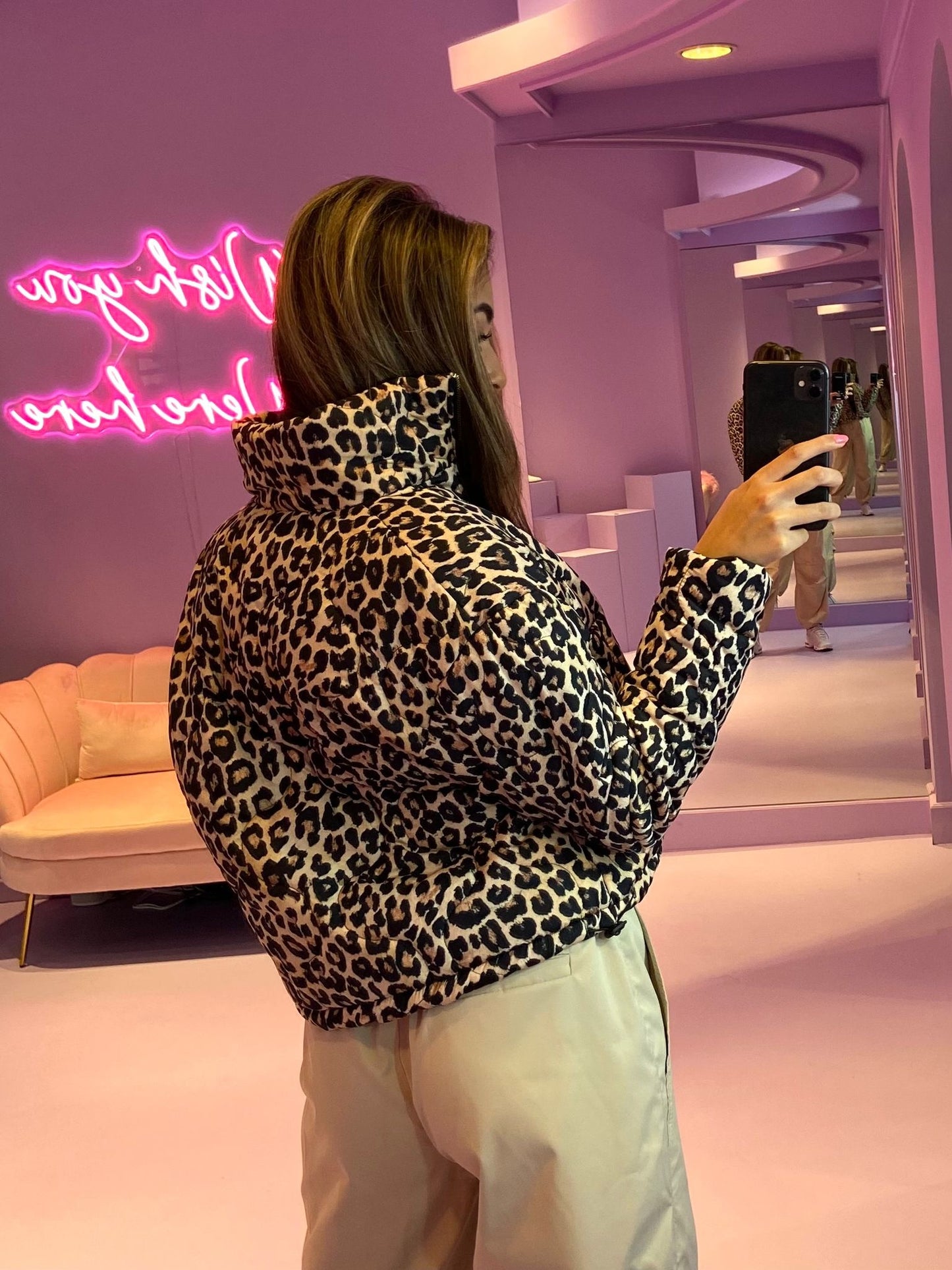Puffer w panterprint