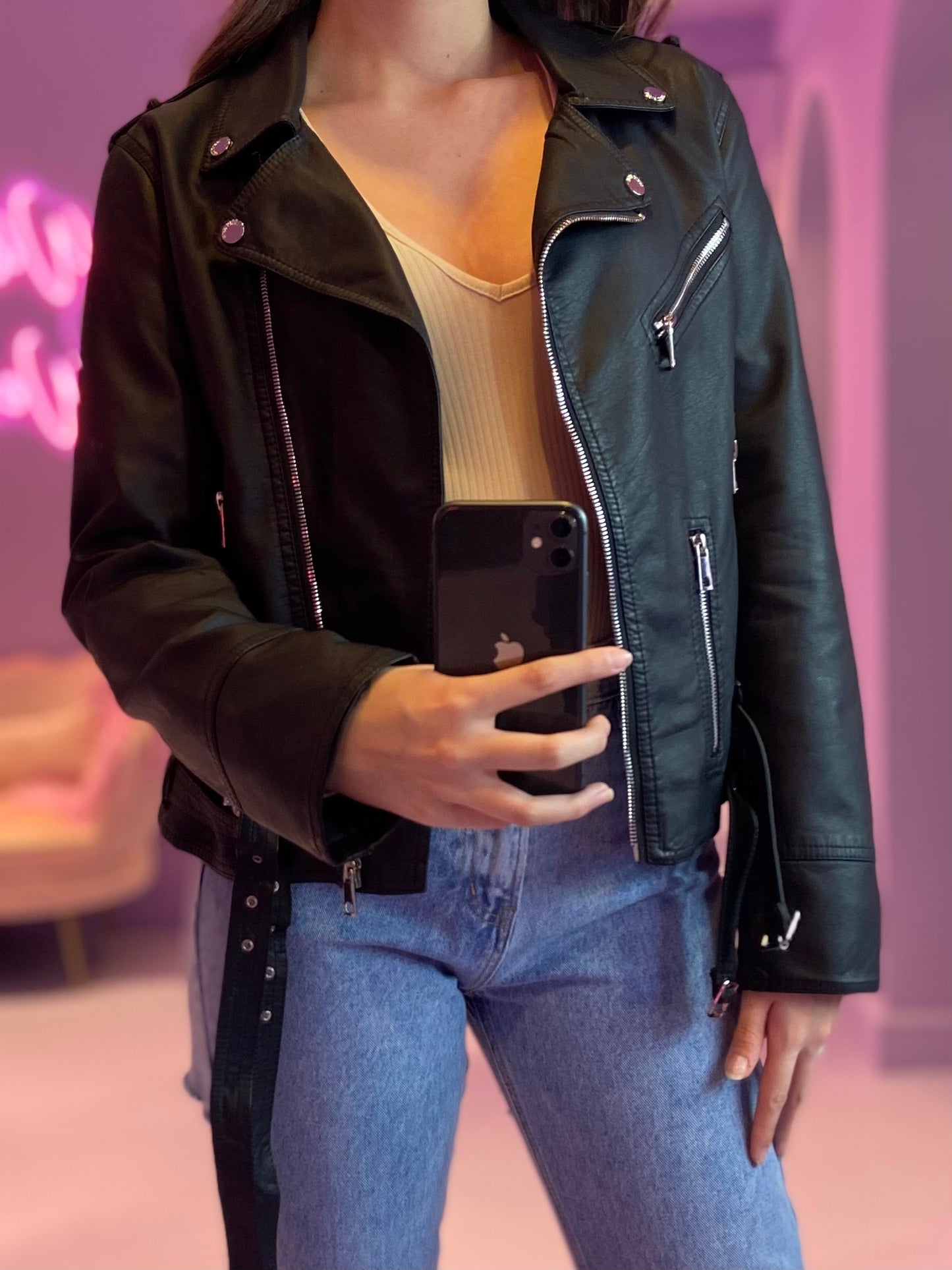Leather Look Biker jacket