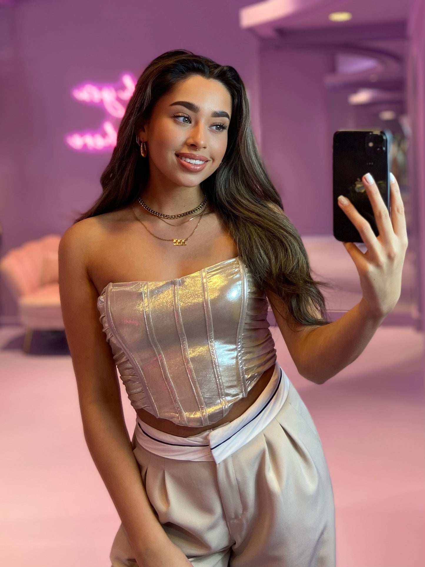 Metallic Corset Top
