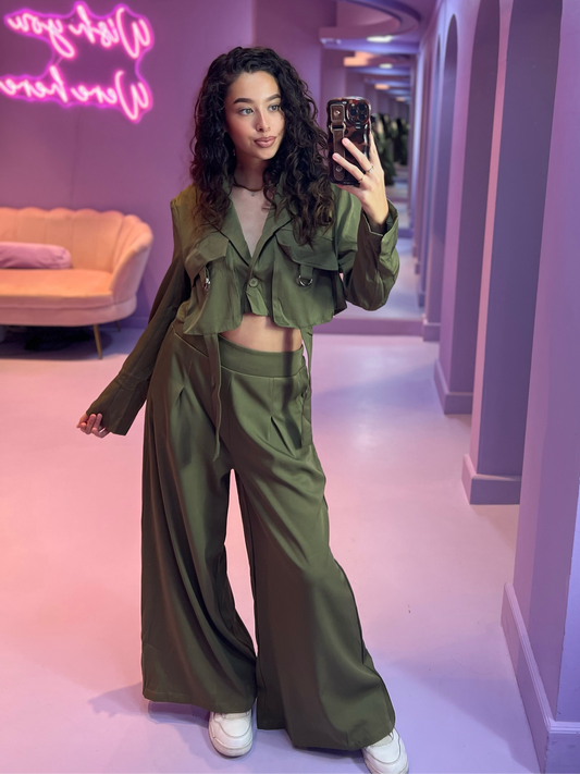 Jade Wideleg Pants Green