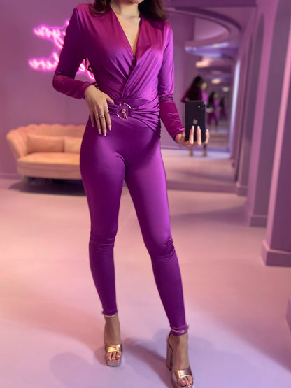 Isabella Metallic Jumpsuit Pink