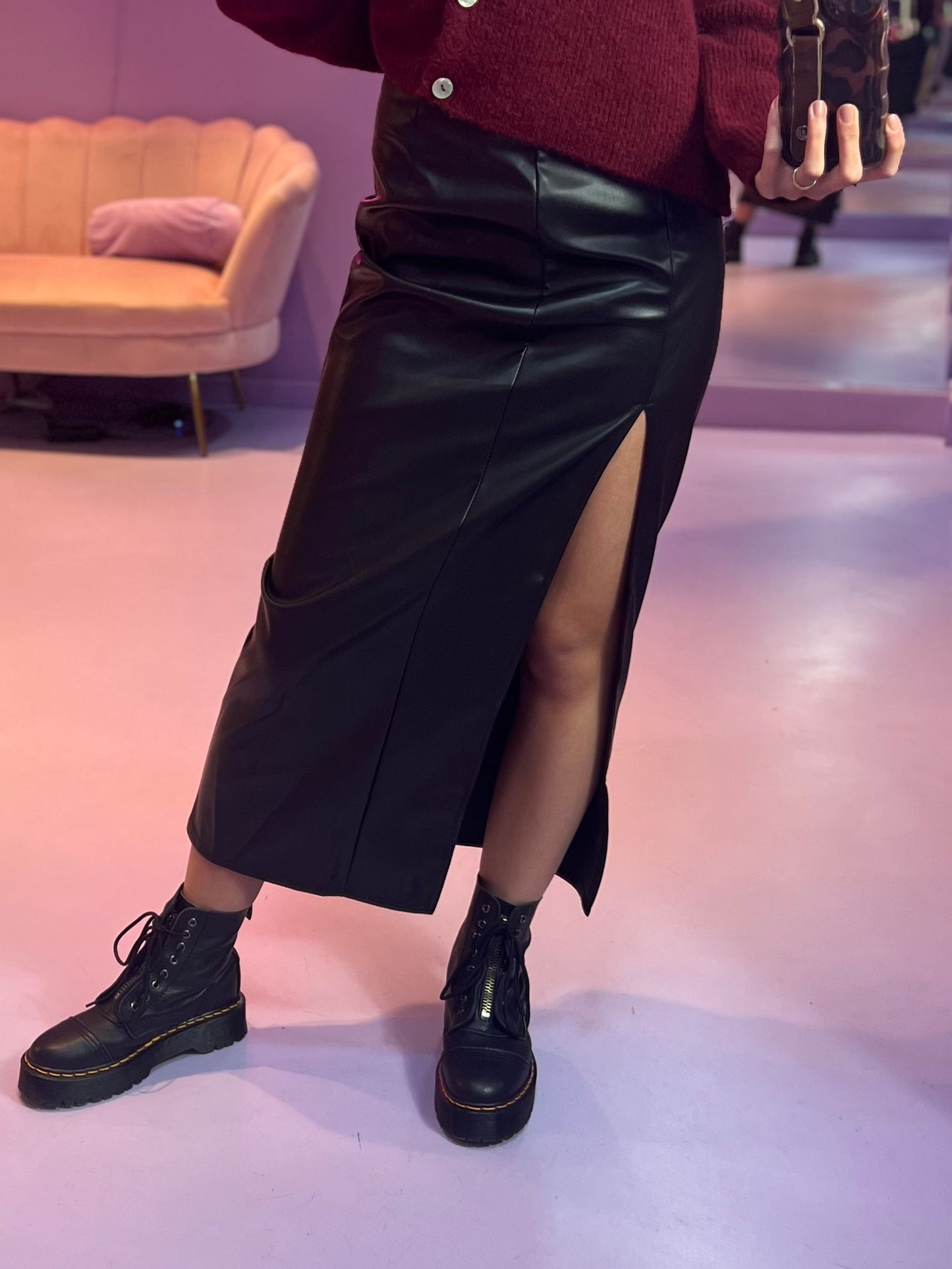 Leather Split Skirt