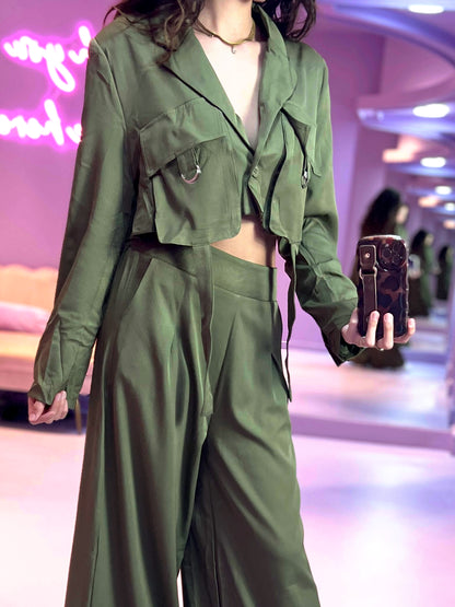 Jade Cropped Jacket Green