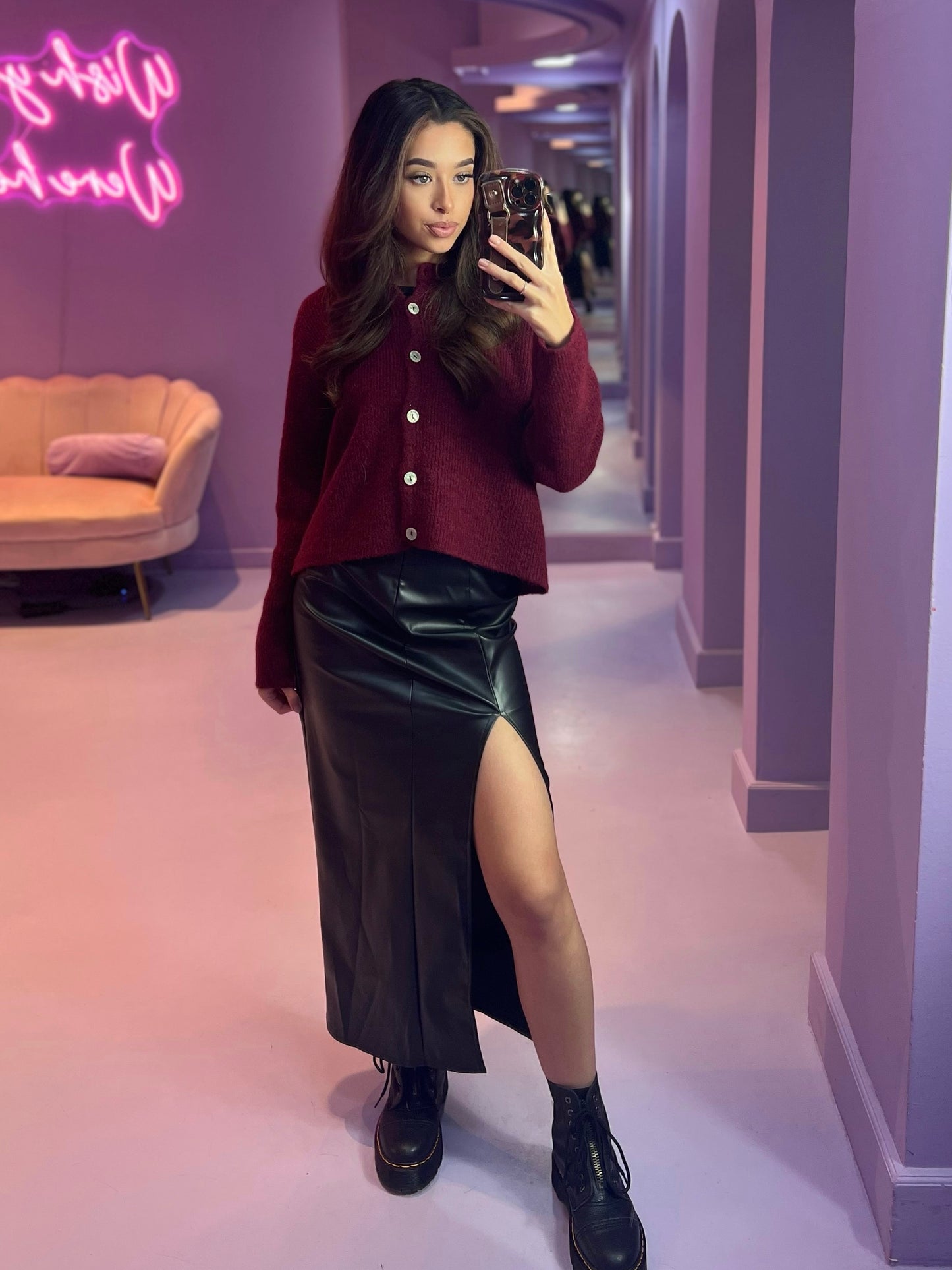 Leather Split Skirt