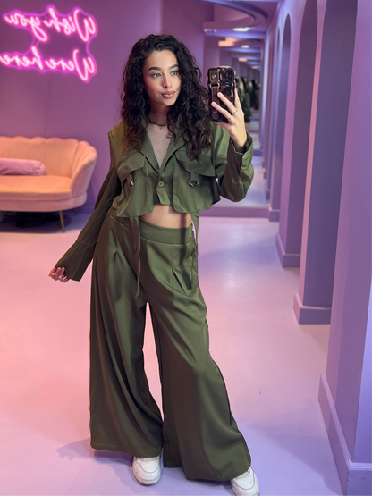 Jade Cropped Jacket Green