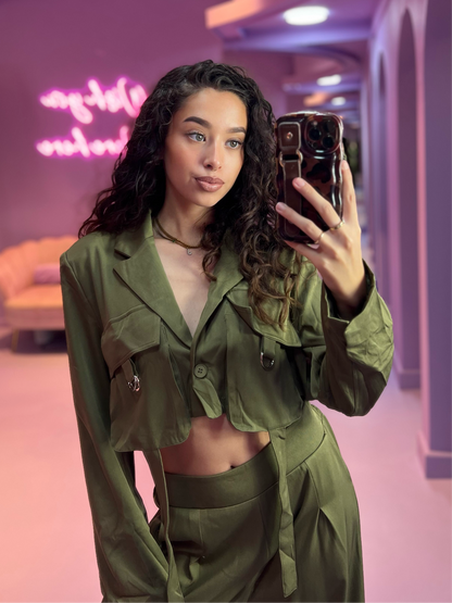 Jade Cropped Jacket Green