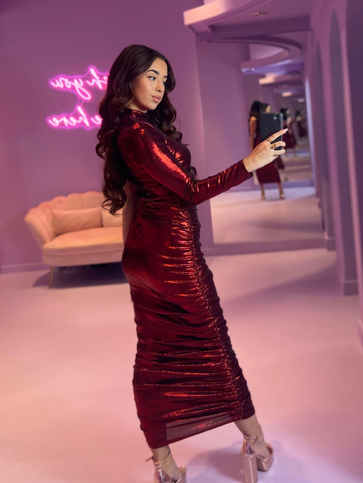 Rosey Metallic One-shoulder Dress