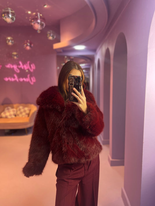 Sabrina Fur Coat Bordeaux